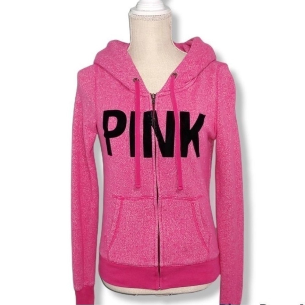 Victoria's Secret PINK Y2K heathered pink Full Zip-up Sweatshirt hoodie jacket